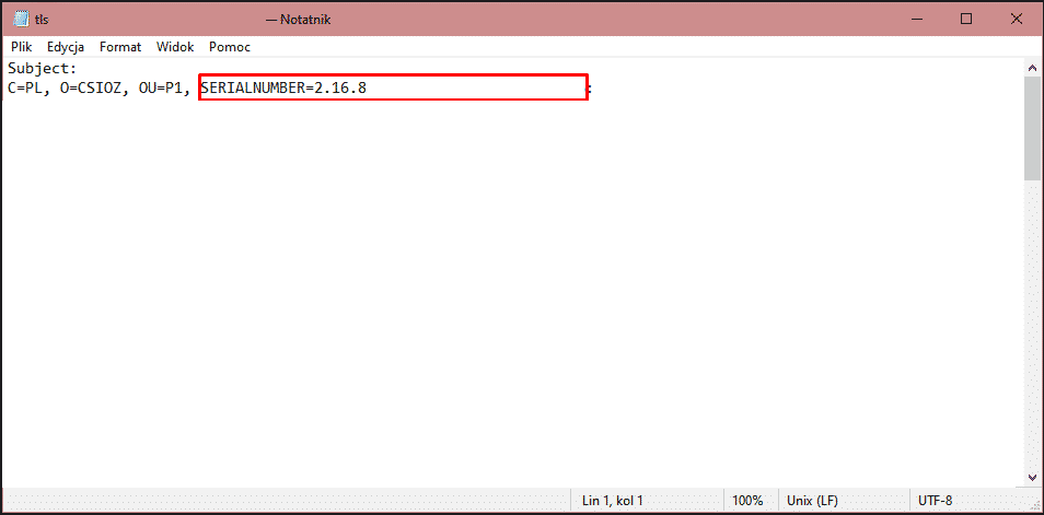 C=PL, O=CSIOZ, OU=P1, SERIALNUMBER=2.16.8