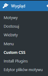Pasek menu WordPress