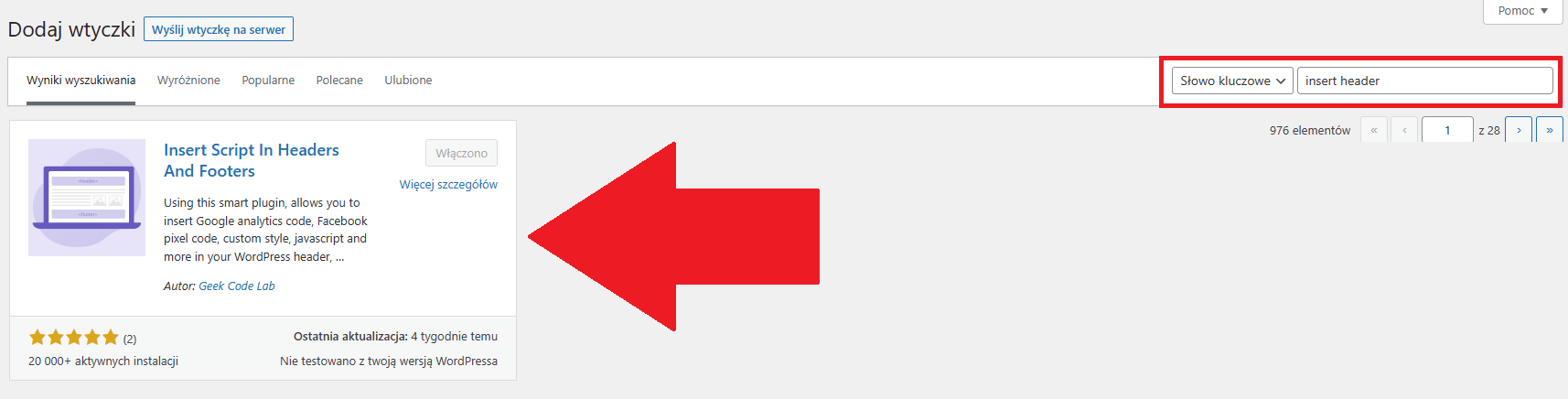 gdzie wyswietla sie wtyczka na WP