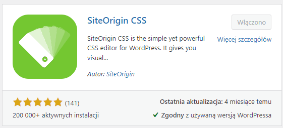 Screen aplikacji SiteOrigin CSS