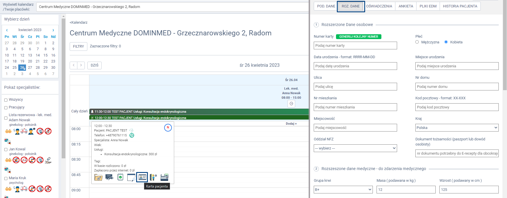 Instrukcje proassist rozszerzone dane osobowe
