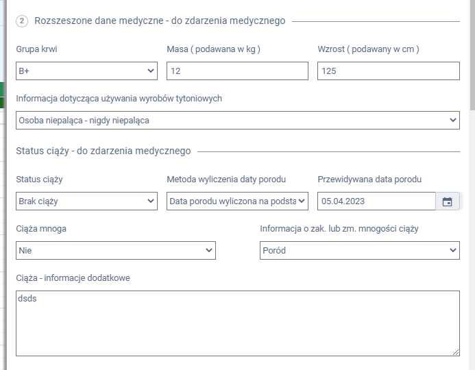 Instrukcje proassist-rozszerzone dane medyczne do zdarzenia medycznego
