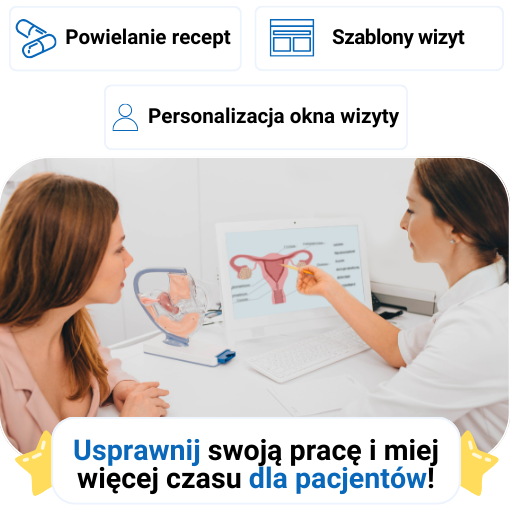 Kobiety omawiają schemat układu rozrodczego na ekranie w gabinecie lekarskim.