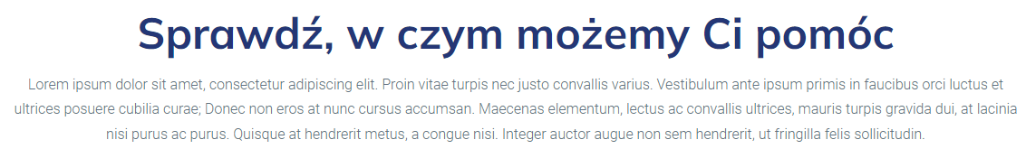 Nagłówek strony internetowej i tekst zastępczy w języku łacińskim.
