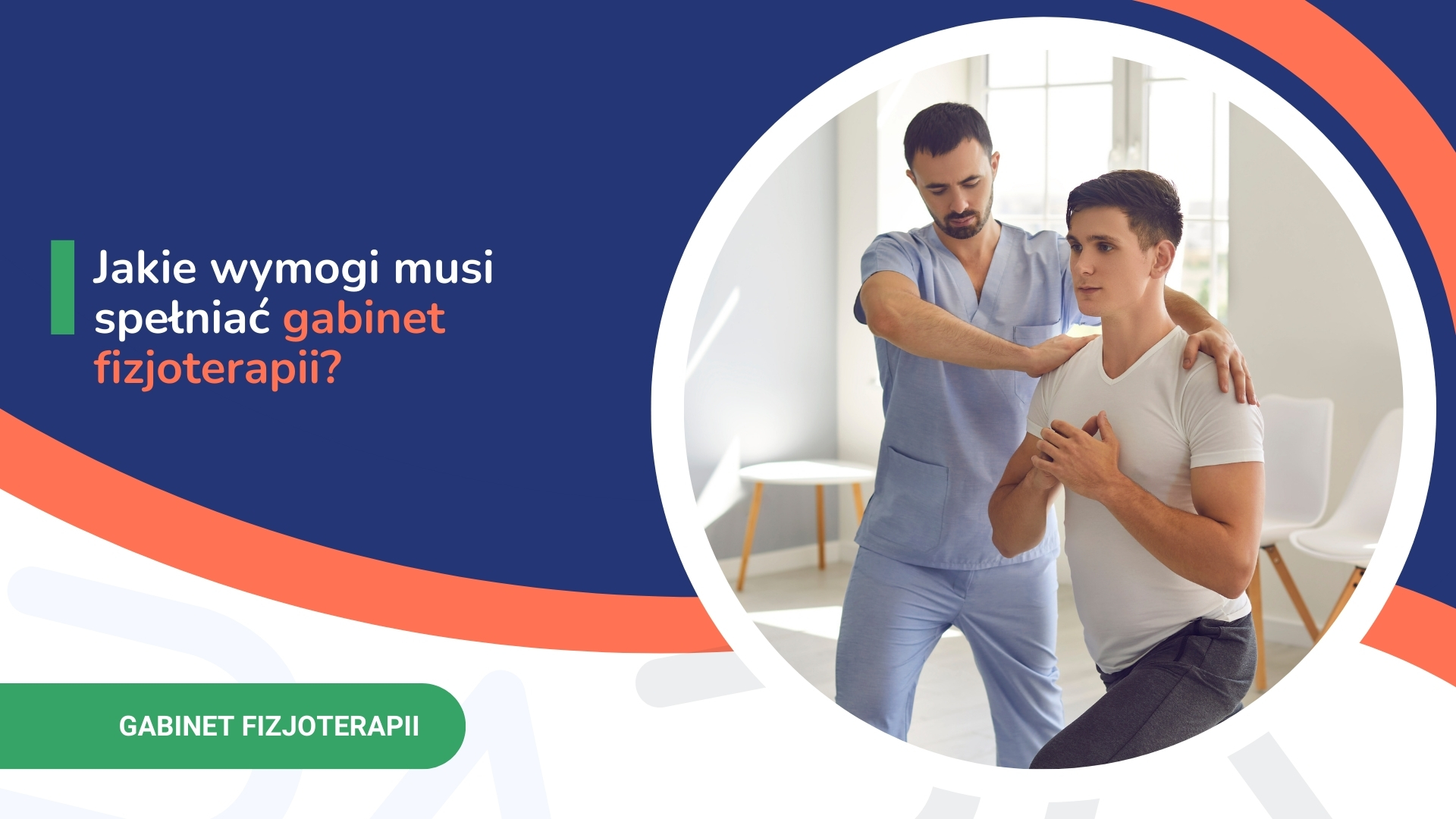 Fizjoterapeuta prowadzi ćwiczenie z pacjentem w jasnym gabinecie fizjoterapii.