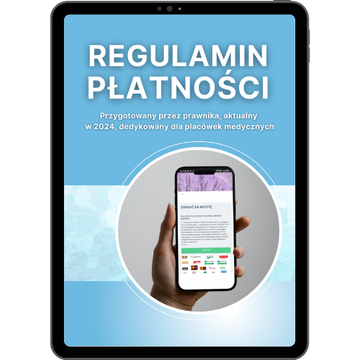 Tablet z okładką "Regulamin Płatności", 2024, dla placówek medycznych, format elektroniczny.