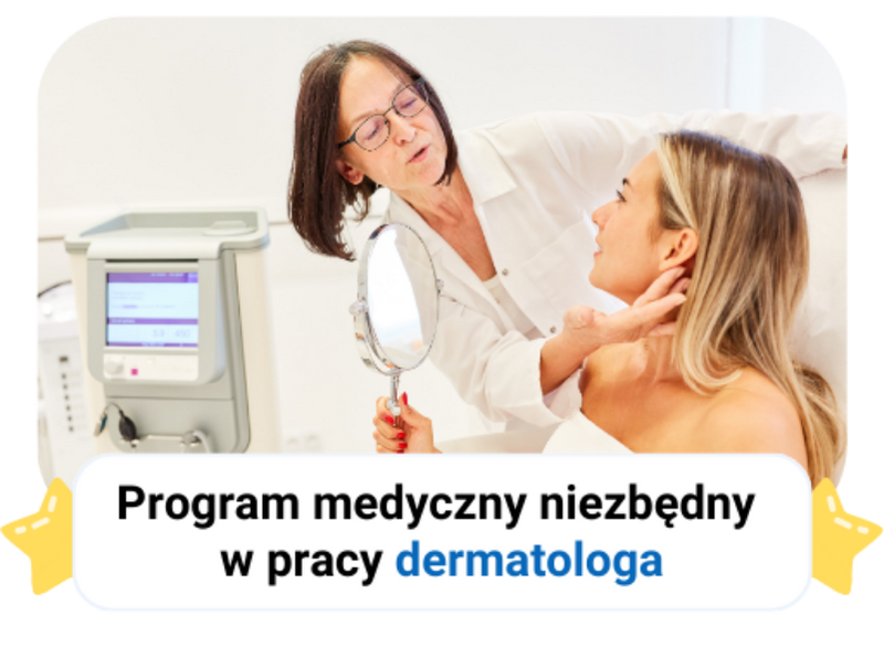 Derma program używany przez dermatologa w badaniu skóry pacjentki.