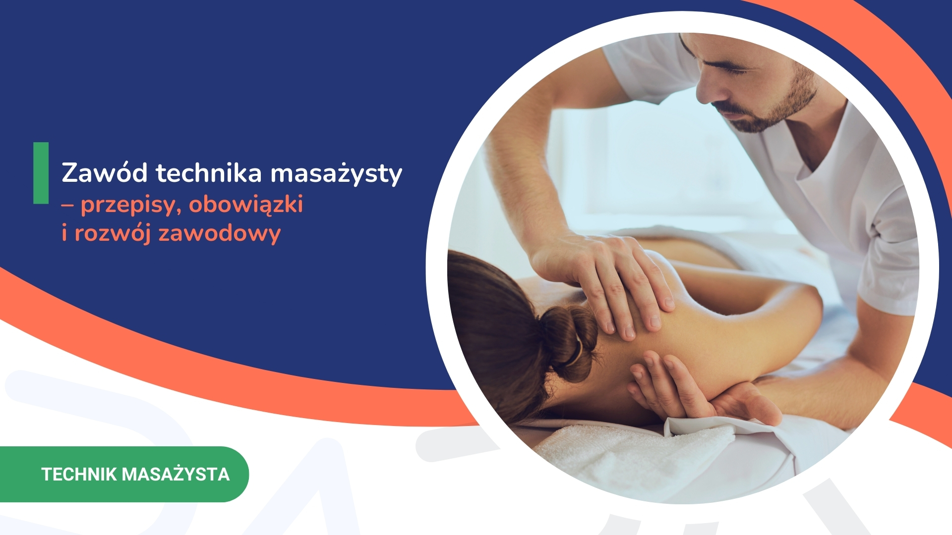 Technik masażysta wykonujący masaż na plecach pacjenta podczas prezentacji zawodu.