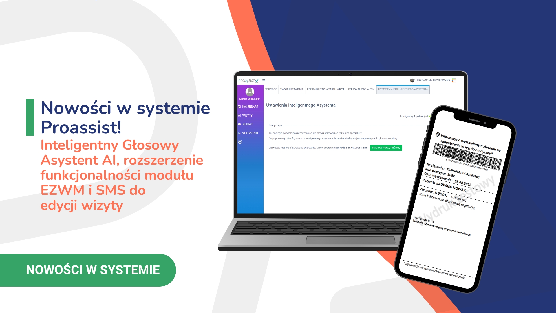 Nowości w systemie Proassist z asystentem głosowym AI, rozszerzonymi modułami EZWM i SMS.
