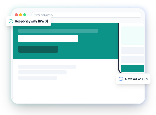 Widok responsywnej strony internetowej na komputerze i urządzeniu mobilnym z informacją o gotowości w 48 godzin