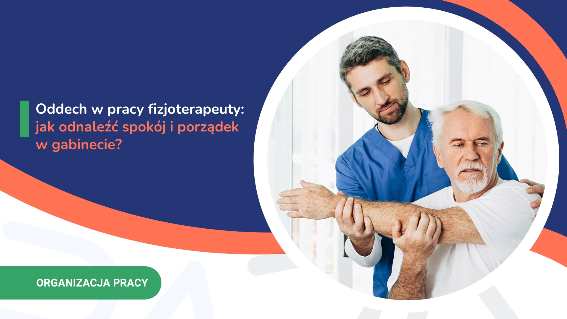 Fizjoterapeuta pomaga starszemu mężczyźnie w rehabilitacji, trzymając jego ramię.