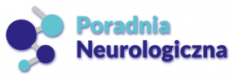 Logo Poradni Neurologicznej z niebiesko-fioletowymi elementami w kształcie kół.